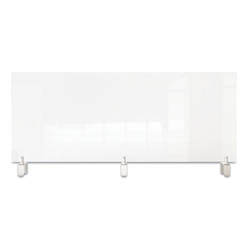 Ghent wholesale. Clear Partition Extender With Attached Clamp, 48 X 3.88 X 18, Thermoplastic Sheeting. HSD Wholesale: Janitorial Supplies, Breakroom Supplies, Office Supplies.