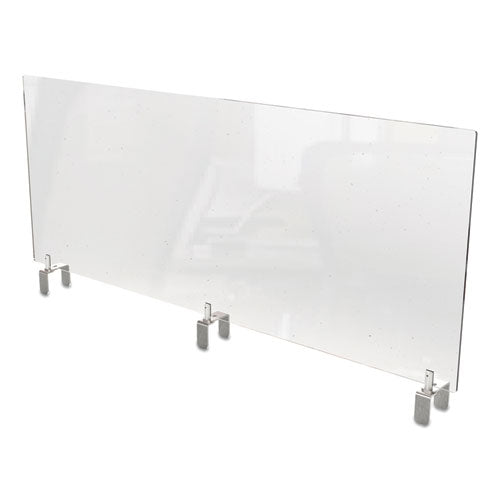 Ghent wholesale. Clear Partition Extender With Attached Clamp, 48 X 3.88 X 18, Thermoplastic Sheeting. HSD Wholesale: Janitorial Supplies, Breakroom Supplies, Office Supplies.