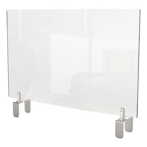 Ghent wholesale. Clear Partition Extender With Attached Clamp, 29 X 3.88 X 24, Thermoplastic Sheeting. HSD Wholesale: Janitorial Supplies, Breakroom Supplies, Office Supplies.