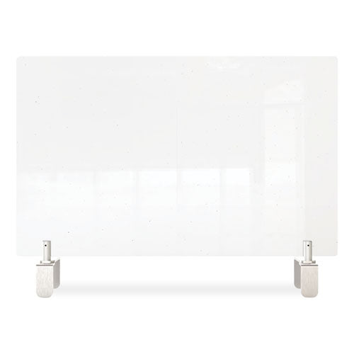 Ghent wholesale. Clear Partition Extender With Attached Clamp, 42 X 3.88 X 24, Thermoplastic Sheeting. HSD Wholesale: Janitorial Supplies, Breakroom Supplies, Office Supplies.