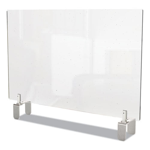 Ghent wholesale. Clear Partition Extender With Attached Clamp, 42 X 3.88 X 24, Thermoplastic Sheeting. HSD Wholesale: Janitorial Supplies, Breakroom Supplies, Office Supplies.