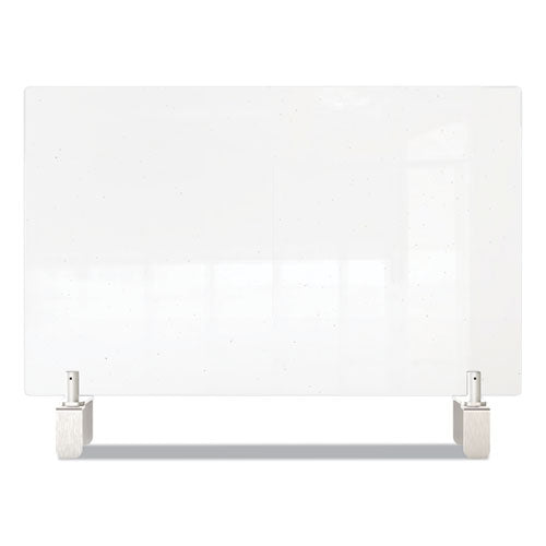 Ghent wholesale. Clear Partition Extender With Attached Clamp, 29 X 3.88 X 30, Thermoplastic Sheeting. HSD Wholesale: Janitorial Supplies, Breakroom Supplies, Office Supplies.