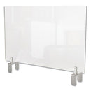 Ghent wholesale. Clear Partition Extender With Attached Clamp, 36 X 3.88 X 30, Thermoplastic Sheeting. HSD Wholesale: Janitorial Supplies, Breakroom Supplies, Office Supplies.