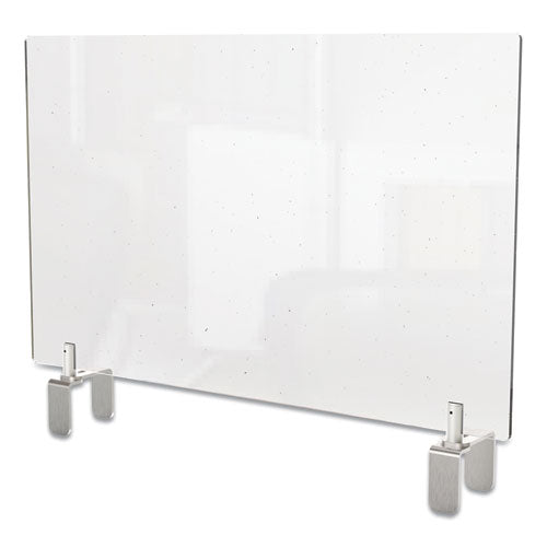 Ghent wholesale. Clear Partition Extender With Attached Clamp, 36 X 3.88 X 30, Thermoplastic Sheeting. HSD Wholesale: Janitorial Supplies, Breakroom Supplies, Office Supplies.