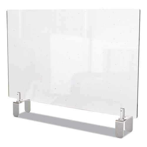 Ghent wholesale. Clear Partition Extender With Attached Clamp, 42 X 3.88 X 30, Thermoplastic Sheeting. HSD Wholesale: Janitorial Supplies, Breakroom Supplies, Office Supplies.