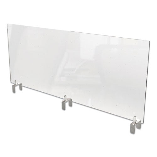 Ghent wholesale. Clear Partition Extender With Attached Clamp, 48 X 3.88 X 30, Thermoplastic Sheeting. HSD Wholesale: Janitorial Supplies, Breakroom Supplies, Office Supplies.
