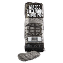 Load image into Gallery viewer, GMT wholesale. Industrial-quality Steel Wool Hand Pad, #3 Medium, 16-pack, 192-carton. HSD Wholesale: Janitorial Supplies, Breakroom Supplies, Office Supplies.