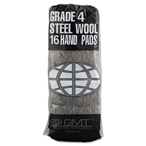 GMT wholesale. Industrial-quality Steel Wool Hand Pad, #4 Extra Coarse, 16-pack, 192-carton. HSD Wholesale: Janitorial Supplies, Breakroom Supplies, Office Supplies.