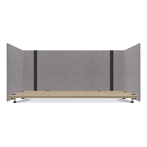 Lumeah wholesale. Adjustable Desk Screen With Returns, 48 To 78 X 29 X 26.5, Polyester, Gray. HSD Wholesale: Janitorial Supplies, Breakroom Supplies, Office Supplies.