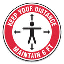 Accuform® wholesale. Slip-gard Social Distance Floor Signs, 17" Circle, "keep Your Distance Maintain 6 Ft", Human-arrows, Red-white, 25-pack. HSD Wholesale: Janitorial Supplies, Breakroom Supplies, Office Supplies.