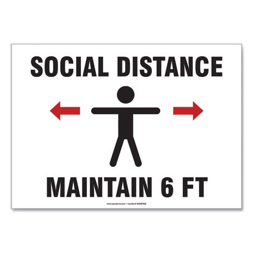 Accuform® wholesale. Social Distance Signs, Wall, 14 X 10, "social Distance Maintain 6 Ft", Human-arrows, White, 10-pack. HSD Wholesale: Janitorial Supplies, Breakroom Supplies, Office Supplies.