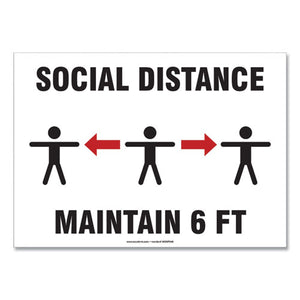 Accuform® wholesale. Social Distance Signs, Wall, 10 X 7, "social Distance Maintain 6 Ft", 3 Humans-arrows, White, 10-pack. HSD Wholesale: Janitorial Supplies, Breakroom Supplies, Office Supplies.