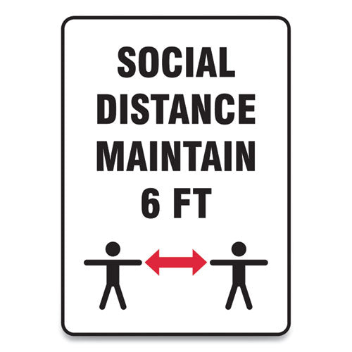 Accuform® wholesale. Social Distance Signs, Wall, 7 X 10, "social Distance Maintain 6 Ft", 2 Humans-arrows, White, 10-pack. HSD Wholesale: Janitorial Supplies, Breakroom Supplies, Office Supplies.