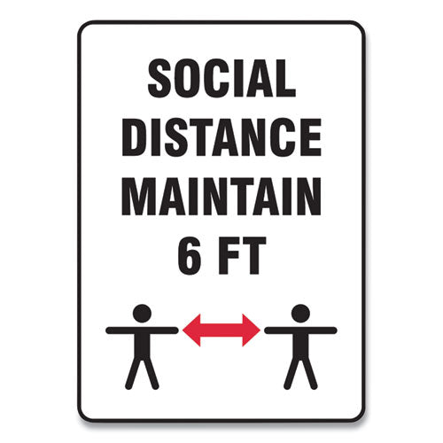 Accuform® wholesale. Social Distance Signs, Wall, 10 X 14, "social Distance Maintain 6 Ft", 2 Humans-arrows, White, 10-pack. HSD Wholesale: Janitorial Supplies, Breakroom Supplies, Office Supplies.