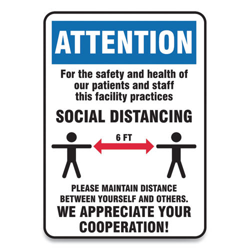 Social Distance Signs, Wall, 10 X 14, Patients And Staff Social Distan