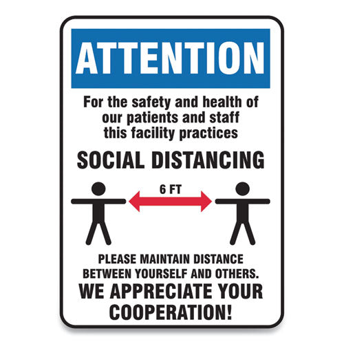 Accuform® wholesale. Social Distance Signs, Wall, 10 X 14, Patients And Staff Social Distancing, Humans-arrows, Blue-white, 10-pack. HSD Wholesale: Janitorial Supplies, Breakroom Supplies, Office Supplies.