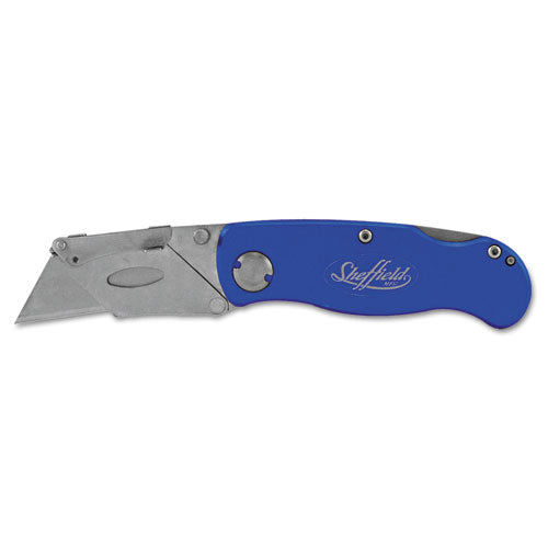 Great Neck® wholesale. Sheffield Folding Lockback Knife, 1 Utility Blade, Blue. HSD Wholesale: Janitorial Supplies, Breakroom Supplies, Office Supplies.