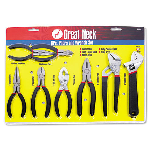 Great Neck® wholesale. 8-piece Steel Pliers And Wrench Tool Set. HSD Wholesale: Janitorial Supplies, Breakroom Supplies, Office Supplies.