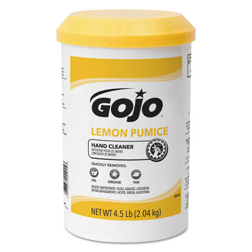 GOJO® wholesale. GOJO Lemon Pumice Hand Cleaner, Lemon Scent, 4.5 Lb Tub, 6-carton. HSD Wholesale: Janitorial Supplies, Breakroom Supplies, Office Supplies.
