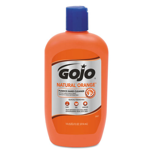 GOJO® wholesale. GOJO Natural Orange Pumice Hand Cleaner, Citrus, 14 Oz Bottle. HSD Wholesale: Janitorial Supplies, Breakroom Supplies, Office Supplies.