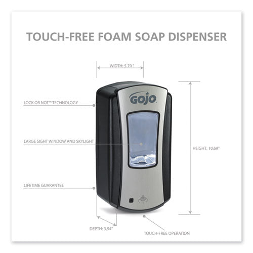 Ltx-12 Touch-free Dispenser, 1,200 Ml, 5.75 X 3.33 X 10.5, Brushed Chrome-black