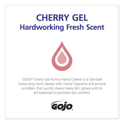 GOJO® wholesale. GOJO Cherry Gel Pumice Hand Cleaner, Cherry Scent, 1 Gal Bottle, 2-carton. HSD Wholesale: Janitorial Supplies, Breakroom Supplies, Office Supplies.