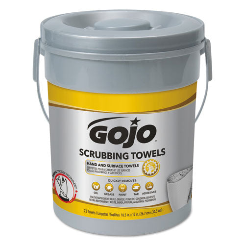 Scrubbing Towels, Hand Cleaning, Silver-yellow, 10 1-2 X 12, 72-bucket