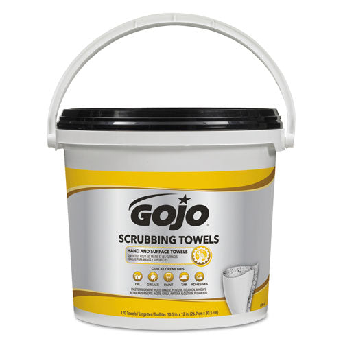 GOJO® wholesale. GOJO Scrubbing Towels, Hand Cleaning, White-yellow, 170-bucket, 2 Buckets-carton. HSD Wholesale: Janitorial Supplies, Breakroom Supplies, Office Supplies.
