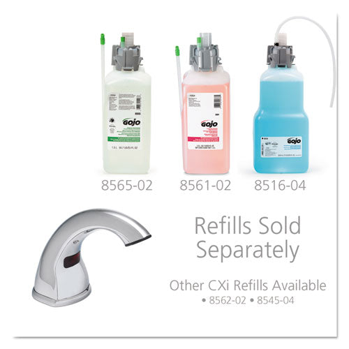 GOJO® wholesale. GOJO Cxi Touch Free Counter Mount Soap Dispenser, 1,500 Ml-2,300 Ml, 2.25 X 5.75 X 9.39, Chrome. HSD Wholesale: Janitorial Supplies, Breakroom Supplies, Office Supplies.
