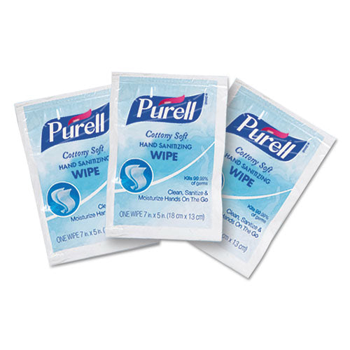 PURELL® wholesale. Purell Cottony Soft Individually Wrapped Sanitizing Hand Wipes, 5 X 7, 1000-carton. HSD Wholesale: Janitorial Supplies, Breakroom Supplies, Office Supplies.