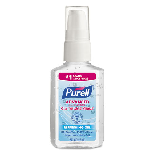 PURELL® wholesale. Purell Advanced Gel Hand Sanitizer, Refreshing Scent, 2 Oz Pump Bottle, 24-carton. HSD Wholesale: Janitorial Supplies, Breakroom Supplies, Office Supplies.