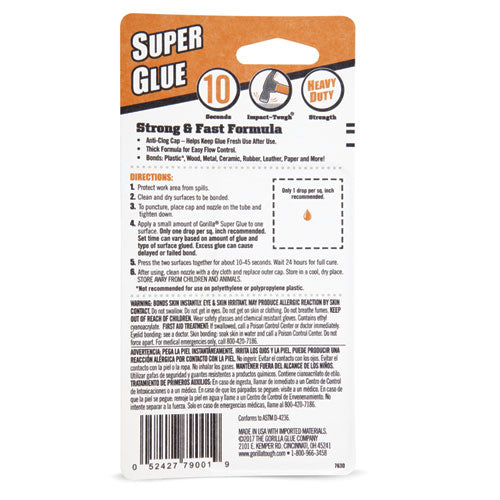 Gorilla Glue® wholesale. Super Glue, 0.53 Oz, Dries Clear, 4-carton. HSD Wholesale: Janitorial Supplies, Breakroom Supplies, Office Supplies.