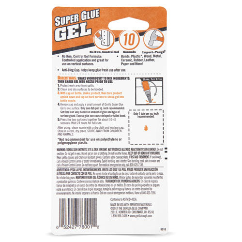 Gorilla Glue® wholesale. Super Glue Gel, 0.53 Oz, Dries Clear, 4-carton. HSD Wholesale: Janitorial Supplies, Breakroom Supplies, Office Supplies.