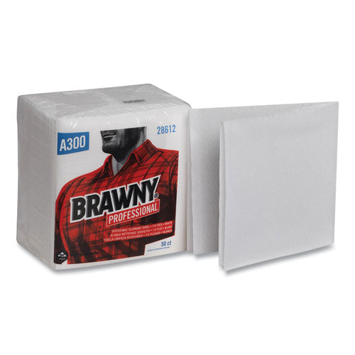 Brawny® wholesale. Professional Cleaning Towels, 1-ply, 12 X 13, White, 50-pack, 12 Packs-carton. HSD Wholesale: Janitorial Supplies, Breakroom Supplies, Office Supplies.