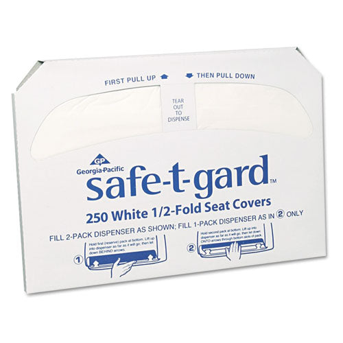 Georgia Pacific® Professional wholesale. Safe-t-gard Half-fold Toilet Seat Covers, 14.5 X 17, White, 250-pack, 20 Packs-carton. HSD Wholesale: Janitorial Supplies, Breakroom Supplies, Office Supplies.