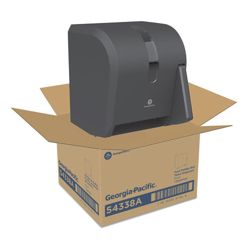 Georgia Pacific® wholesale. Georgia Pacific Hygienic Push-paddle Roll Towel Dispenser, 13 X 10 X 14.4, Black. HSD Wholesale: Janitorial Supplies, Breakroom Supplies, Office Supplies.