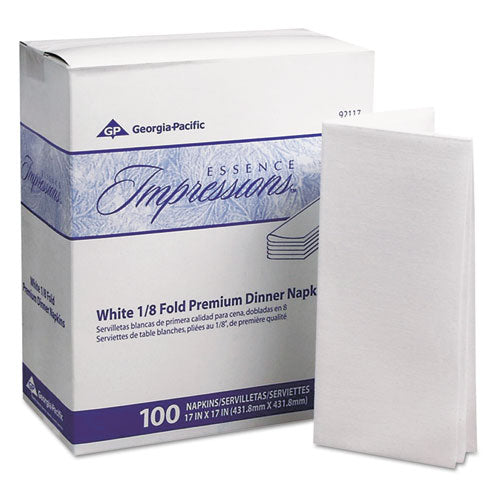 Georgia Pacific® Professional wholesale. Essence Impressions 1-8-fold Dinner Napkins, Two-ply, 17 X 17, White. HSD Wholesale: Janitorial Supplies, Breakroom Supplies, Office Supplies.