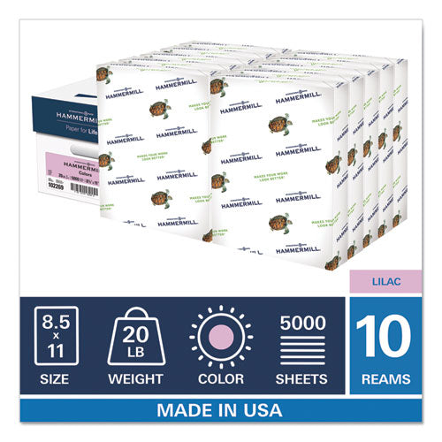 Hammermill® wholesale. Colors Print Paper, 20lb, 8.5 X 11, Lilac, 500 Sheets-ream, 10 Reams-carton. HSD Wholesale: Janitorial Supplies, Breakroom Supplies, Office Supplies.