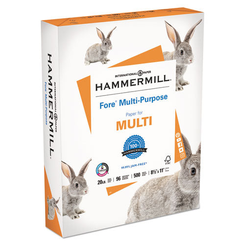 Hammermill® wholesale. Fore Multipurpose Print Paper, 96 Bright, 20 Lb, 8.5 X 11, White, 500 Sheets-ream, 10 Reams-carton. HSD Wholesale: Janitorial Supplies, Breakroom Supplies, Office Supplies.