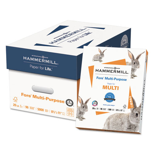 Hammermill® wholesale. Fore Multipurpose Print Paper, 96 Bright, 20 Lb, 8.5 X 11, White, 500 Sheets-ream, 10 Reams-carton. HSD Wholesale: Janitorial Supplies, Breakroom Supplies, Office Supplies.