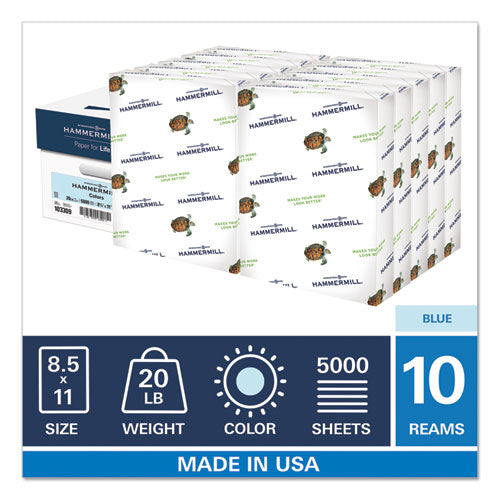 Hammermill® wholesale. Colors Print Paper, 20lb, 8.5 X 11, Blue, 500 Sheets-ream, 10 Reams-carton. HSD Wholesale: Janitorial Supplies, Breakroom Supplies, Office Supplies.