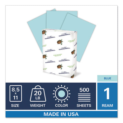 Hammermill® wholesale. Colors Print Paper, 20lb, 8.5 X 11, Blue, 500-ream. HSD Wholesale: Janitorial Supplies, Breakroom Supplies, Office Supplies.