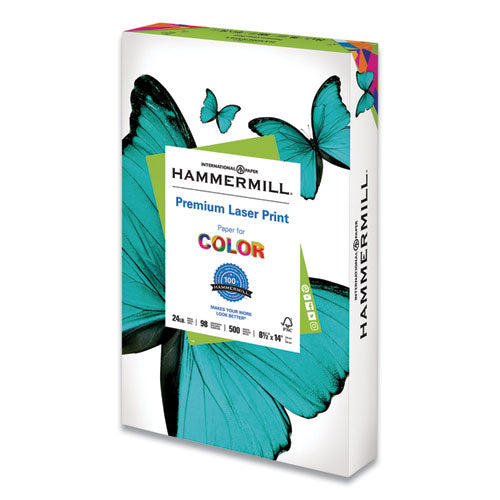 Hammermill® wholesale. Premium Laser Print Paper, 98 Bright, 24lb, 8.5 X 14, White, 500-ream. HSD Wholesale: Janitorial Supplies, Breakroom Supplies, Office Supplies.
