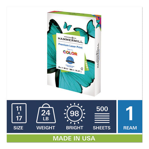 Hammermill® wholesale. Premium Laser Print Paper, 98 Bright, 24lb, 11 X 17, White, 500-ream. HSD Wholesale: Janitorial Supplies, Breakroom Supplies, Office Supplies.