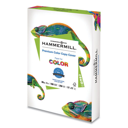 Hammermill® wholesale. Premium Color Copy Cover, 100 Bright, 80lb, 17 X 11, 250-pack. HSD Wholesale: Janitorial Supplies, Breakroom Supplies, Office Supplies.