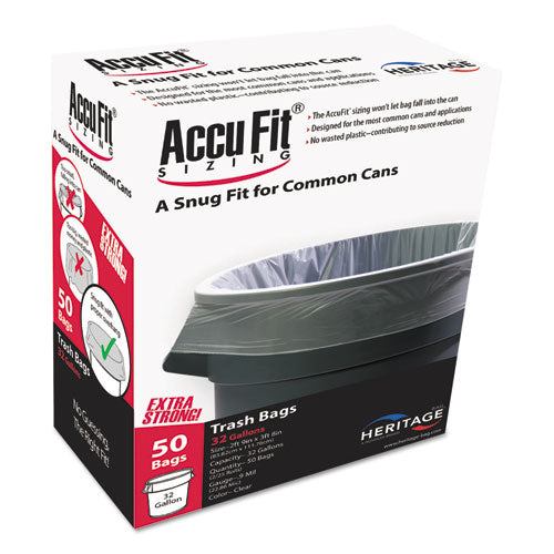 AccuFit® wholesale. Linear Low Density Can Liners With Accufit Sizing, 32 Gal, 0.9 Mil, 33" X 44", Clear, 50-box. HSD Wholesale: Janitorial Supplies, Breakroom Supplies, Office Supplies.