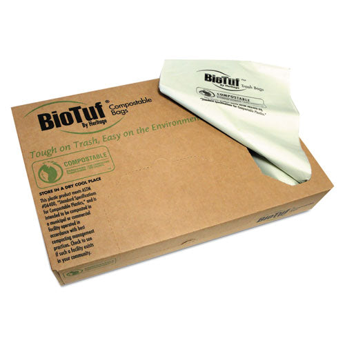 Heritage wholesale. HERITAGE Biotuf Compostable Can Liners, 13 Gal, 0.88 Mil, 24