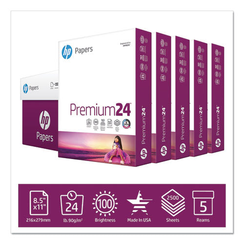 HP Papers wholesale. HP® Premium24 Paper, 98 Bright, 24lb, 8.5 X 11, Ultra White, 500 Sheets-ream, 5 Reams-carton. HSD Wholesale: Janitorial Supplies, Breakroom Supplies, Office Supplies.