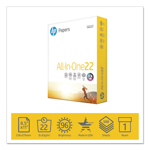 HP Papers wholesale. HP® All-in-one22 Paper, 96 Bright, 22lb, 8.5 X 11, White, 500-ream. HSD Wholesale: Janitorial Supplies, Breakroom Supplies, Office Supplies.