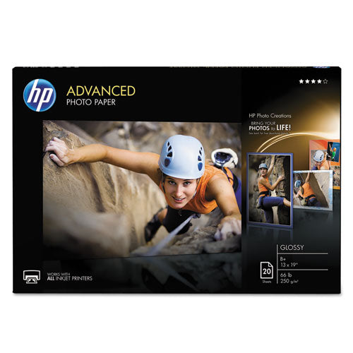 HP wholesale. Advanced Photo Paper, 10.5 Mil, 13 X 19, Glossy White, 20-pack. HSD Wholesale: Janitorial Supplies, Breakroom Supplies, Office Supplies.